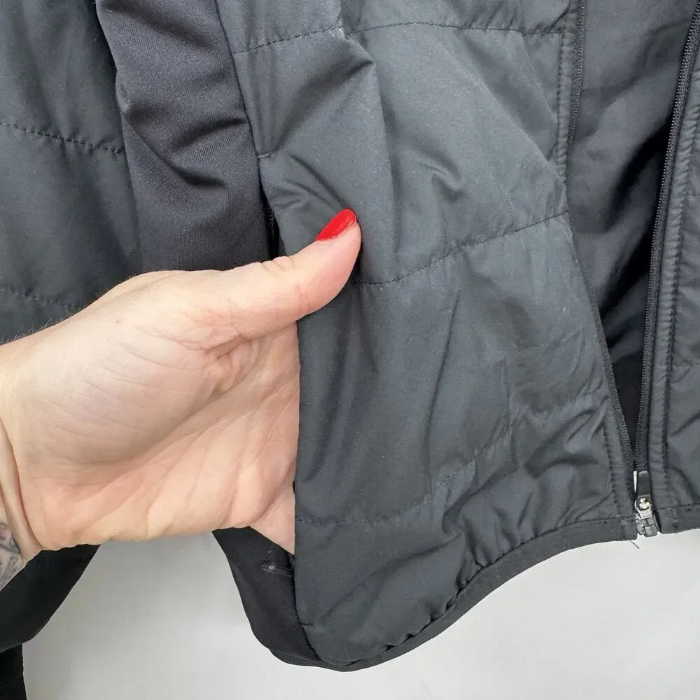 Nike THERMA-FIT Gray Black Quilted Full Zip Jacket Thumbholes Womens XS